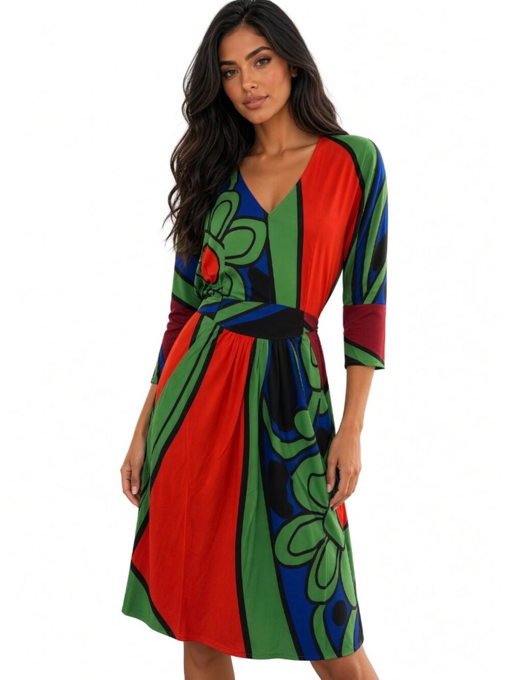 Issa London Y2K Vintage Printed Jersey Pocked Dress V Neck Dolman 1 DJVI 0909ST